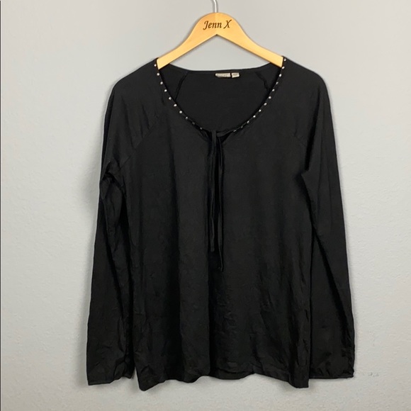 Esprit Black Metal Studded Long Sleeve Blouse - Picture 1 of 7
